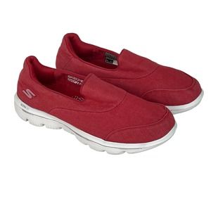 Skechers Women’s Go Walk Slip On Sneakers Size 9 Red Air Cooled Goga Mat Shoe